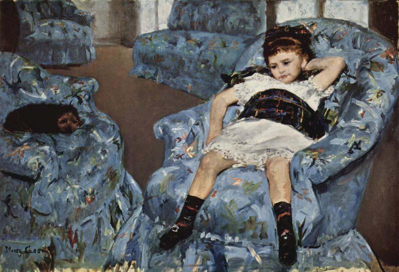 Mary Cassatt Little Girl in a Blue Armchair oil painting image